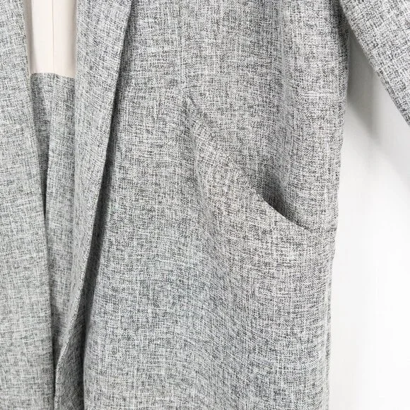 Lulus Promotion Gray Open Front Back Slit Lined Woven Wool Blazer Size Medium - Picture 5 of 12